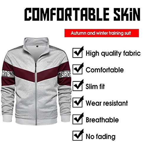MANLUODANNI Mens Hooded Tracksuit Athletic Full Zip Jacket Jogging Sweatsuit Pants with Pockets, Gray-XL