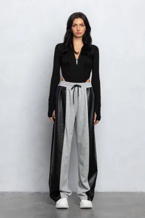 Marissa Faux Leather Detail Sweatpants Luxury Loungewear