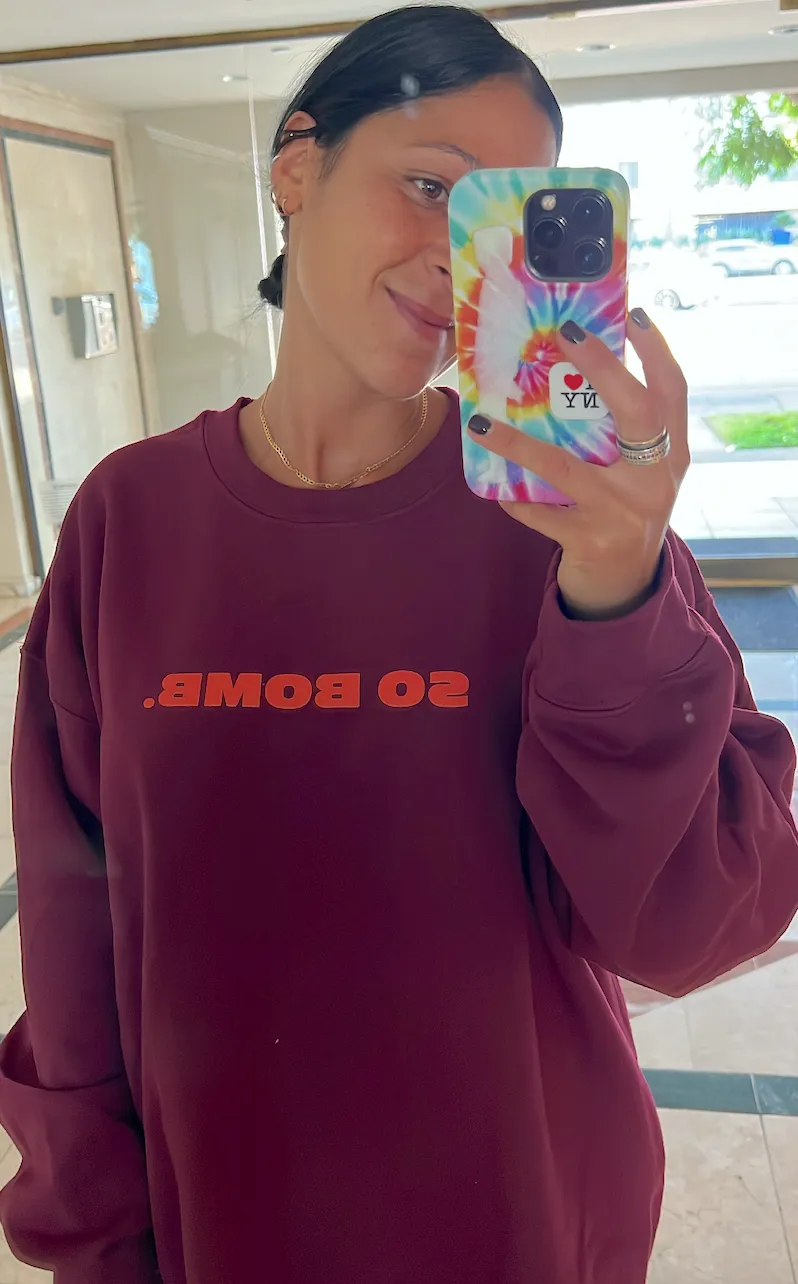 Maroon And Orange SO BOMB Graphic Crewneck
