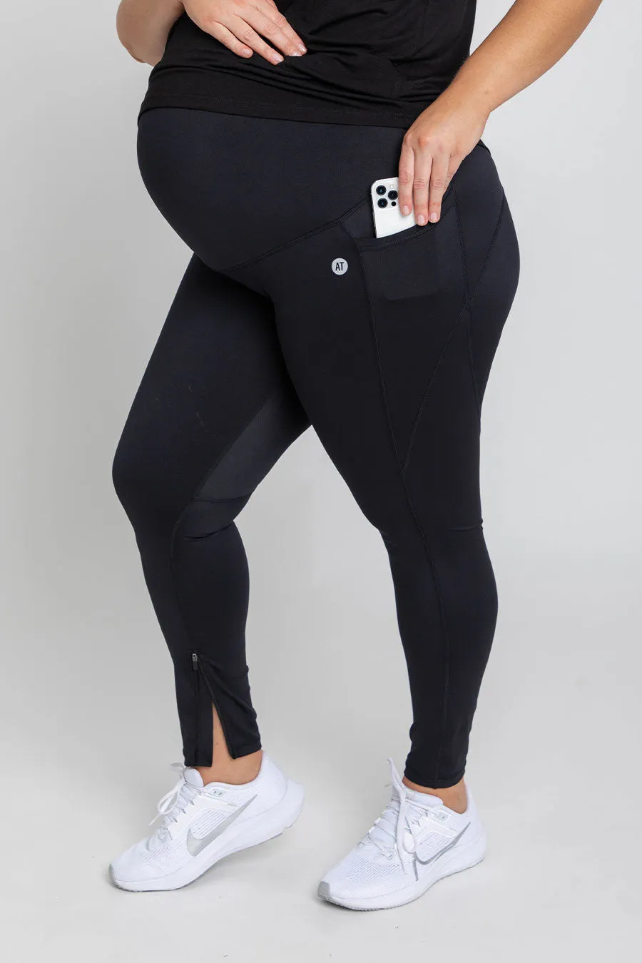 Maternity Pocket Zip Legging - Black
