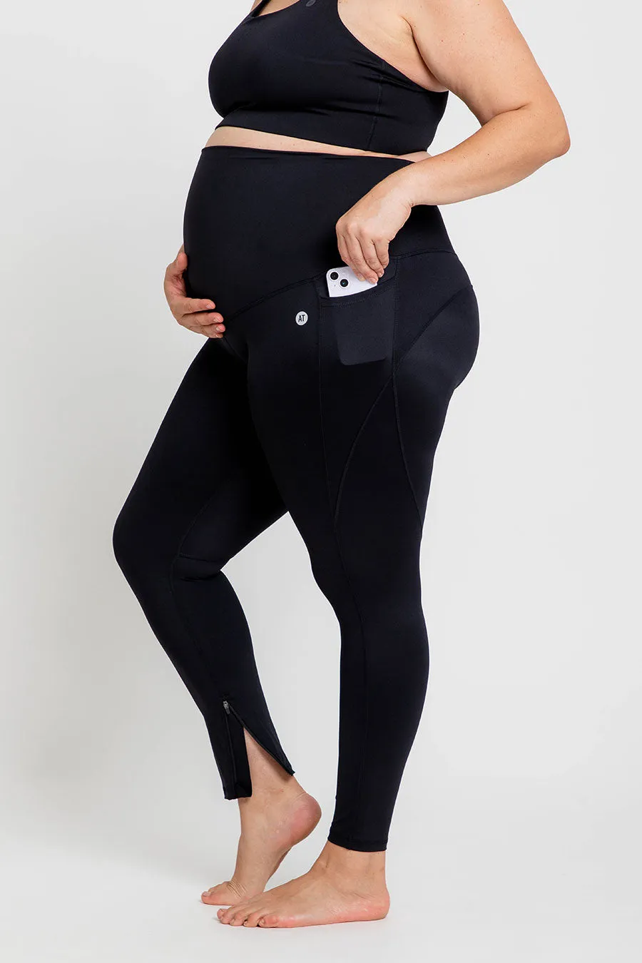 Maternity Pocket Zip Legging - Black