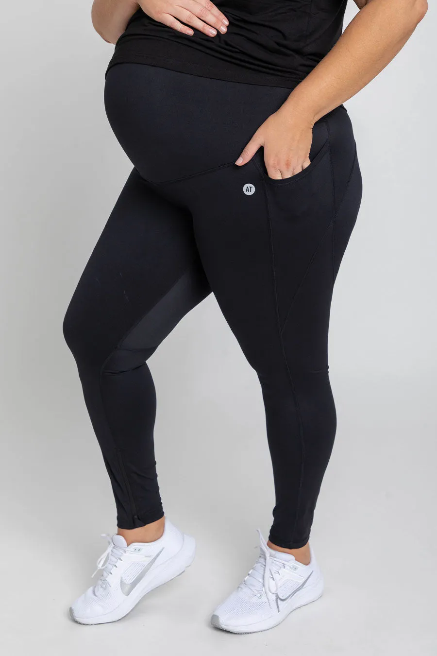 Maternity Pocket Zip Legging - Black