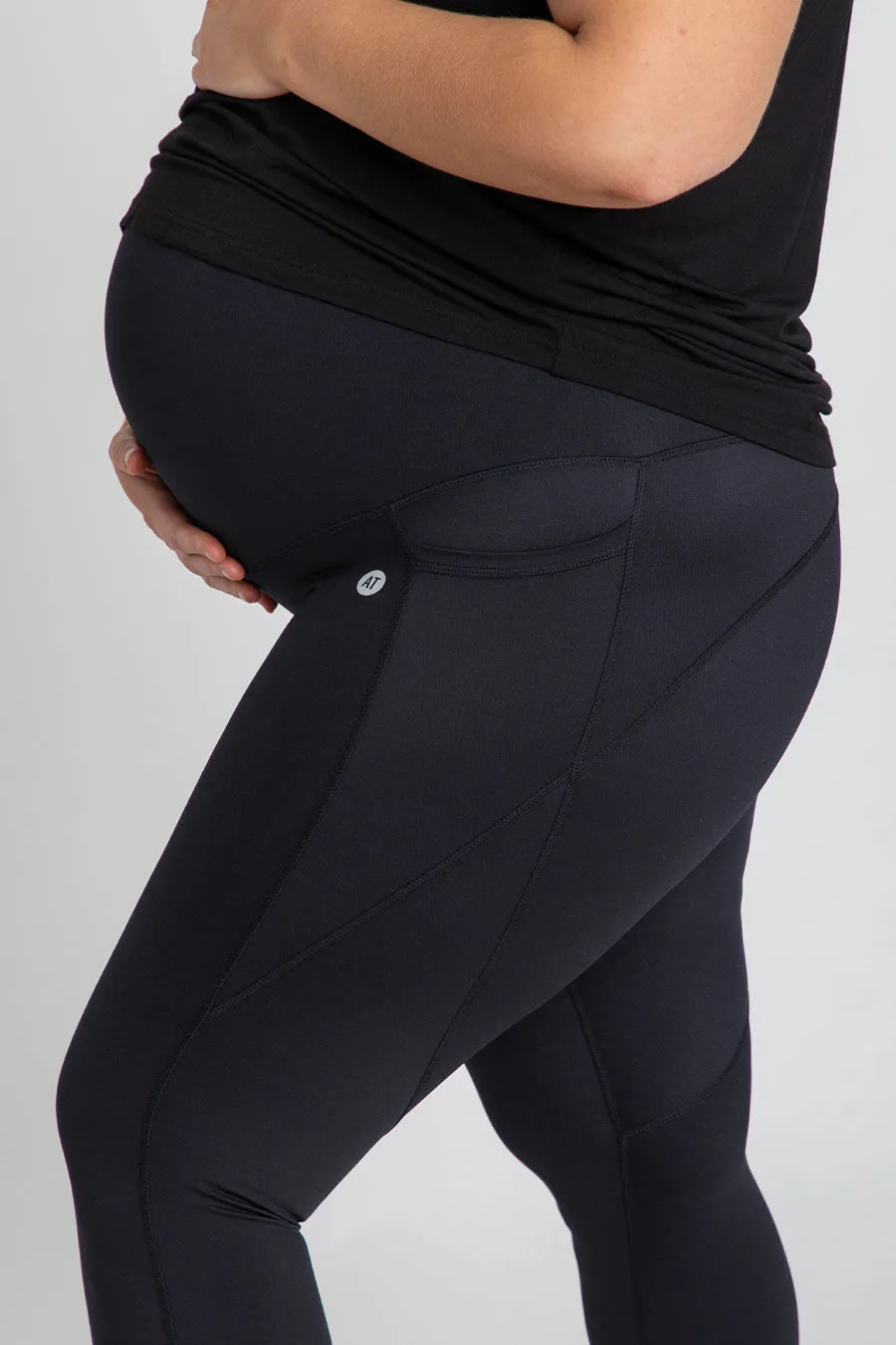 Maternity Pocket Zip Legging - Black