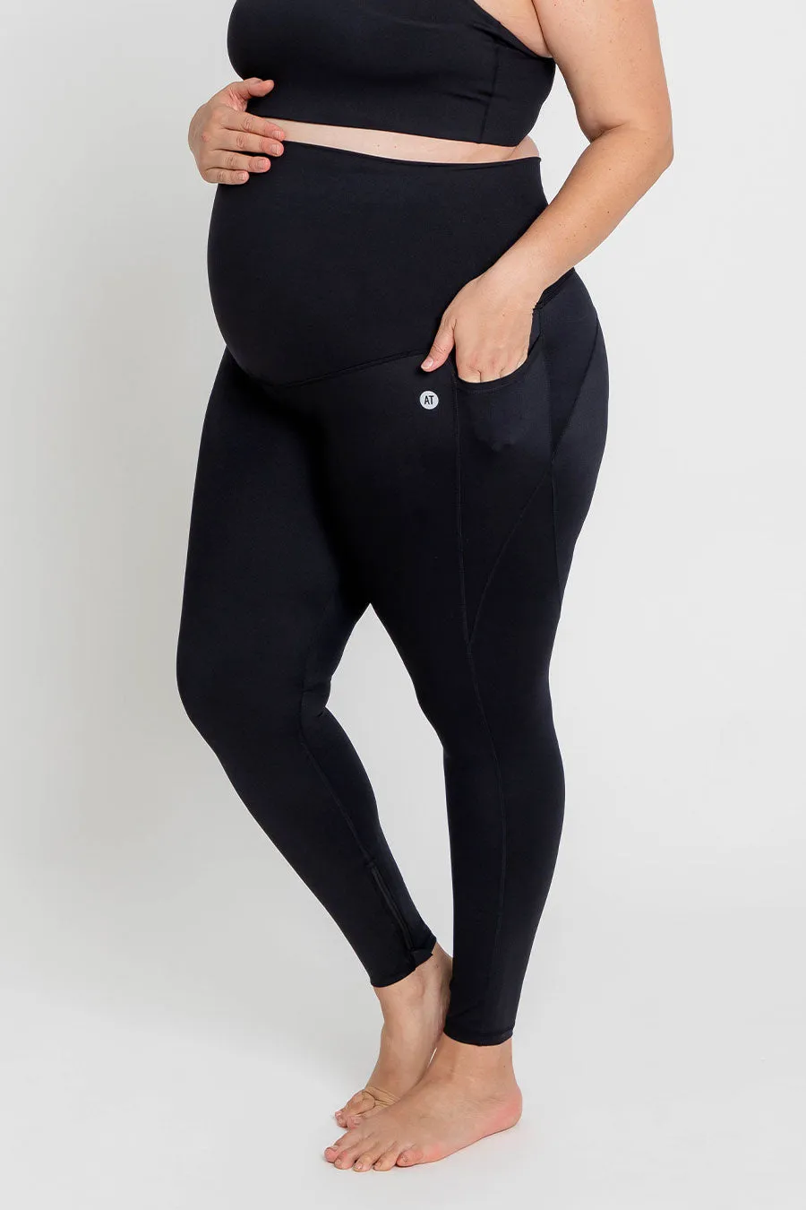 Maternity Pocket Zip Legging - Black