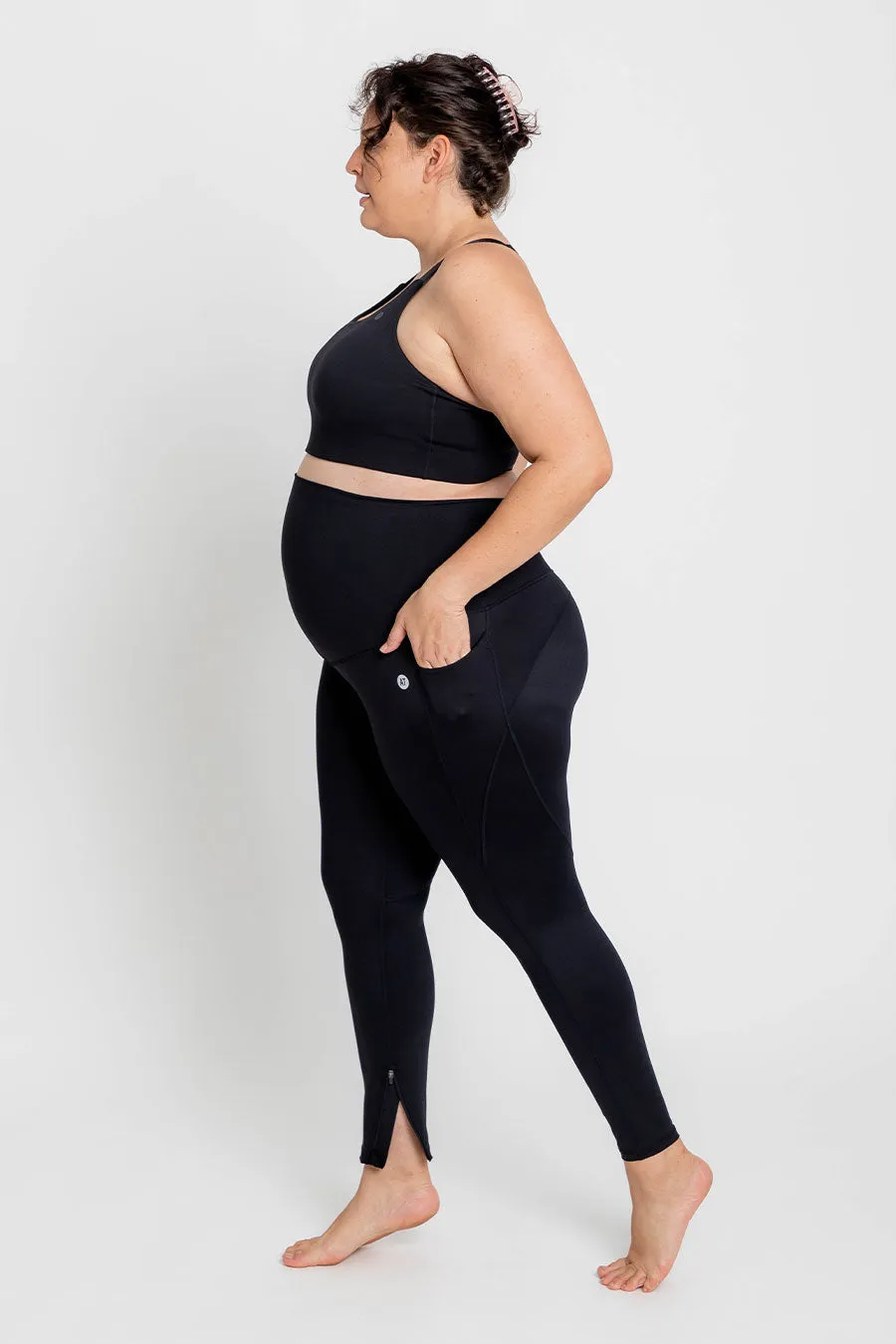Maternity Pocket Zip Legging - Black
