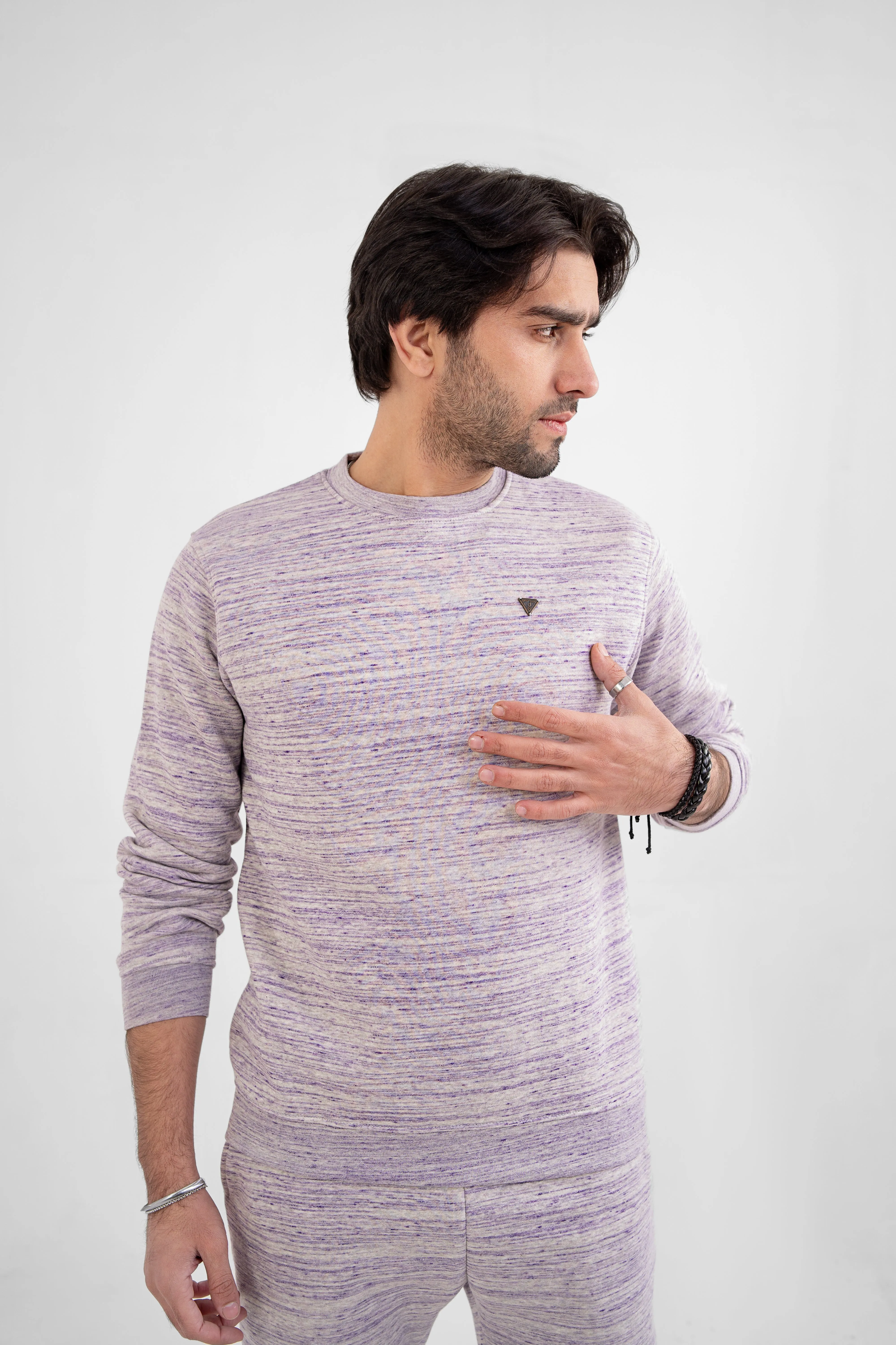 Men Melange Track Suit Purple