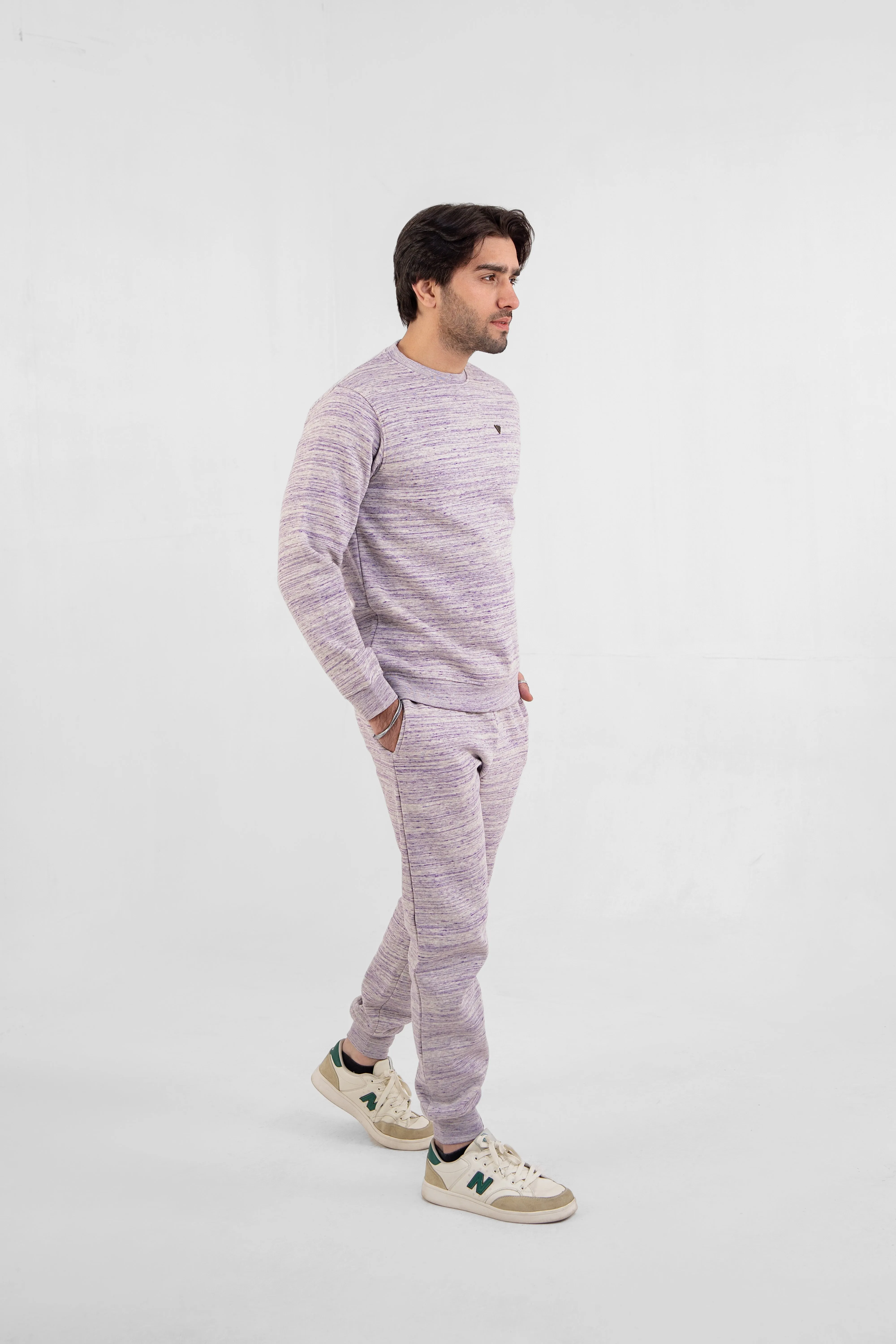 Men Melange Track Suit Purple
