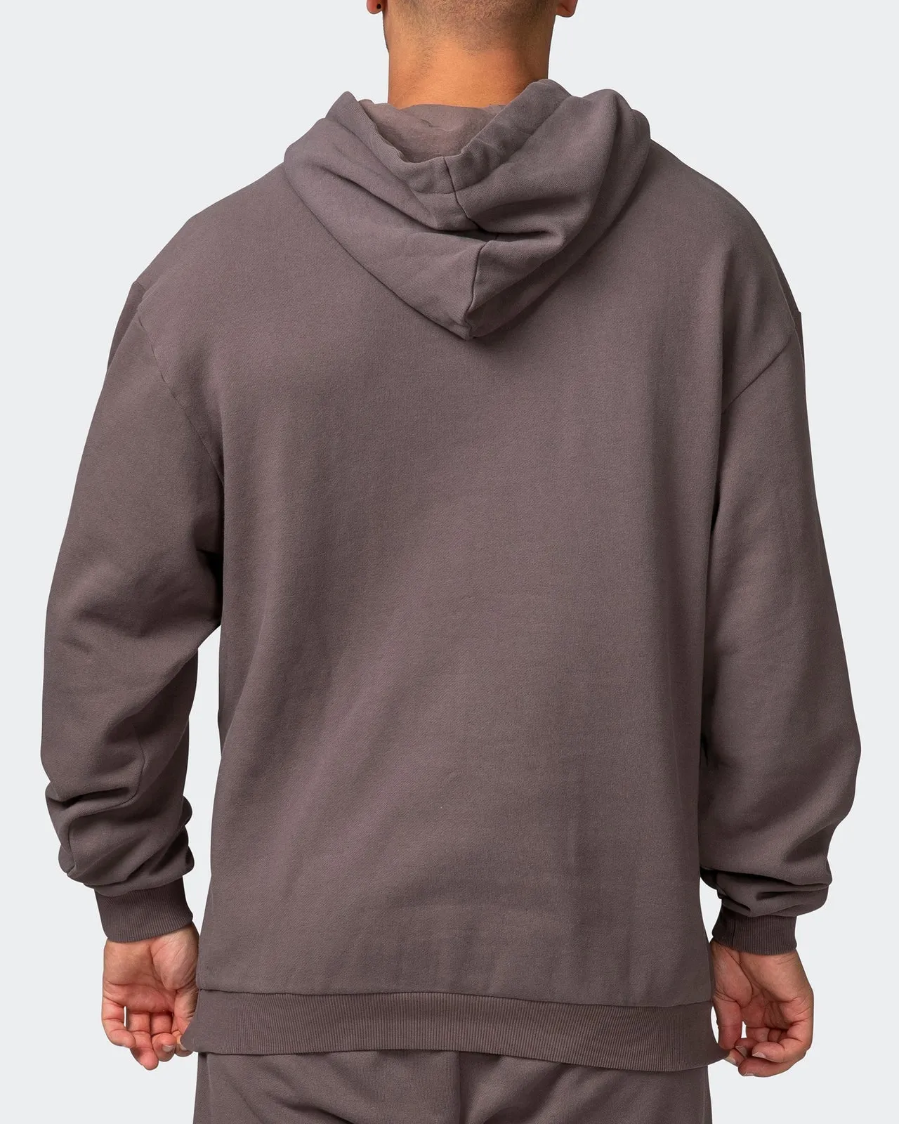 Mens 3D Vintage Oversized Hoodie - Dark Taupe