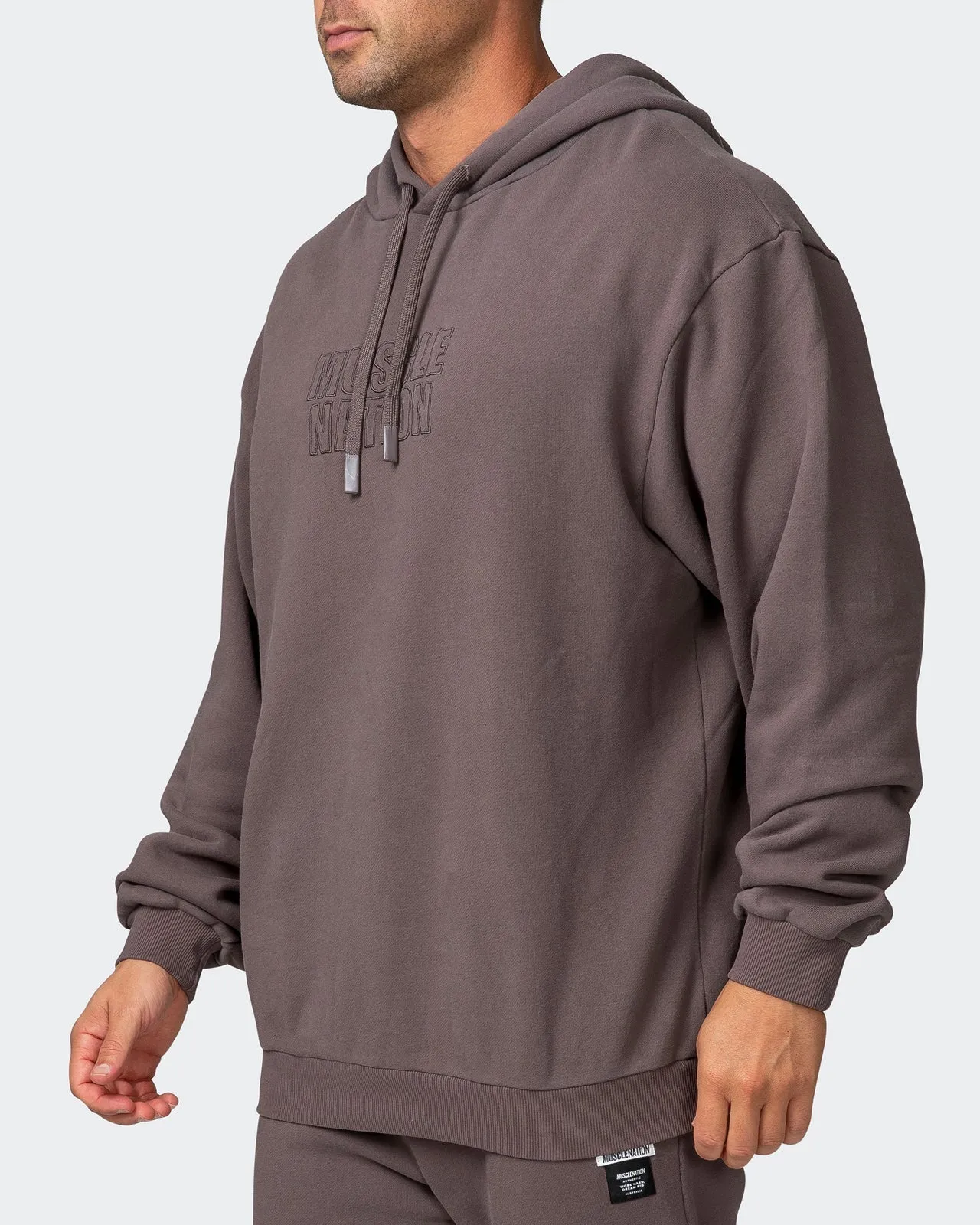 Mens 3D Vintage Oversized Hoodie - Dark Taupe