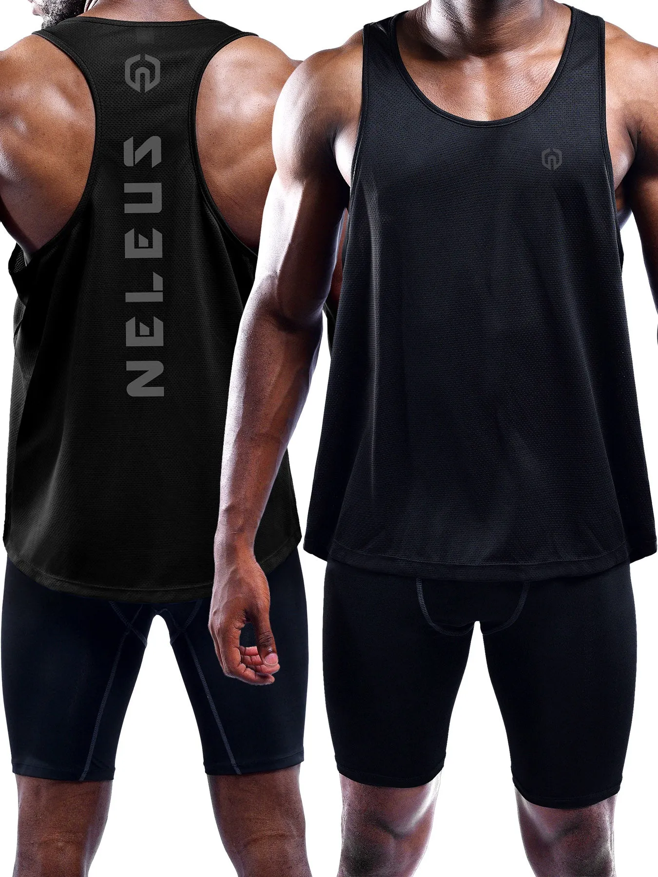 Mens Dry Fit Y-Back Muscle Tank Top 3 Pack,Black Gray Olive Green
