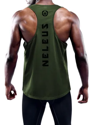 Mens Dry Fit Y-Back Muscle Tank Top 3 Pack,Black Gray Olive Green