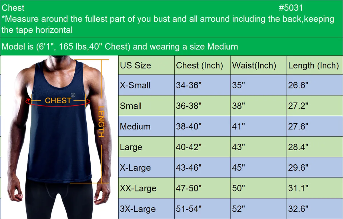Mens Dry Fit Y-Back Muscle Tank Top 3 Pack,Black Gray Olive Green