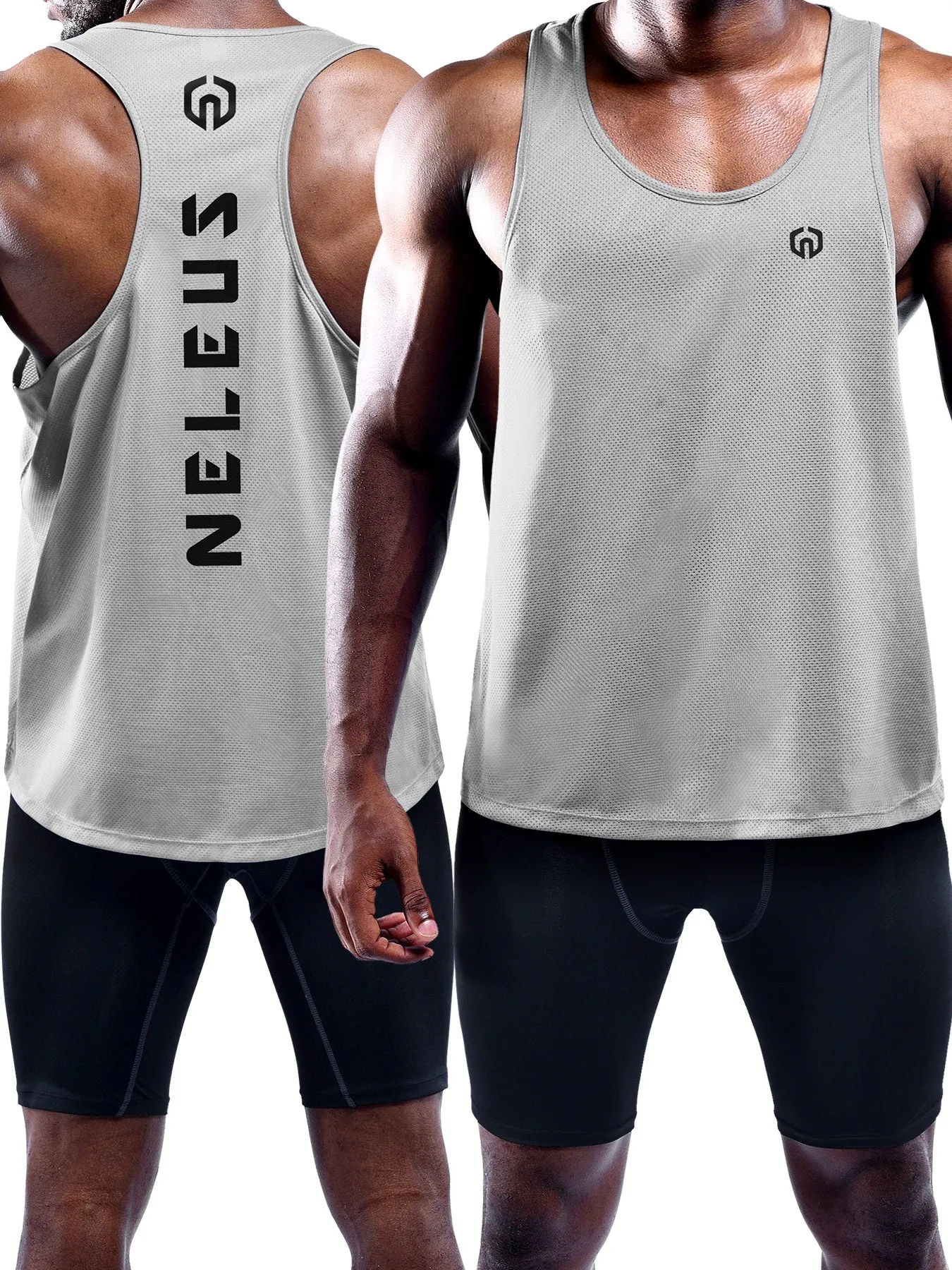 Mens Dry Fit Y-Back Muscle Tank Top 3 Pack,Black Gray Olive Green