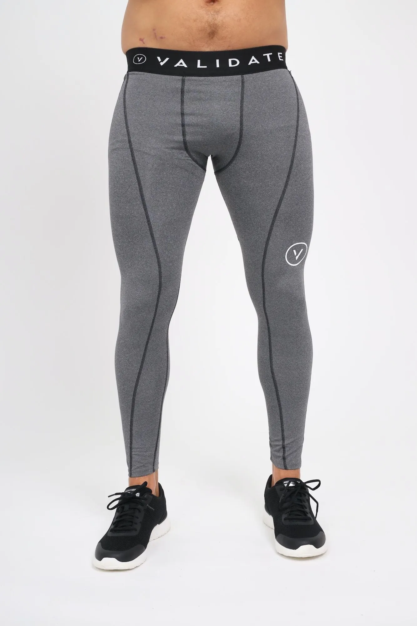 Mens Essential Compression Leggings Silver