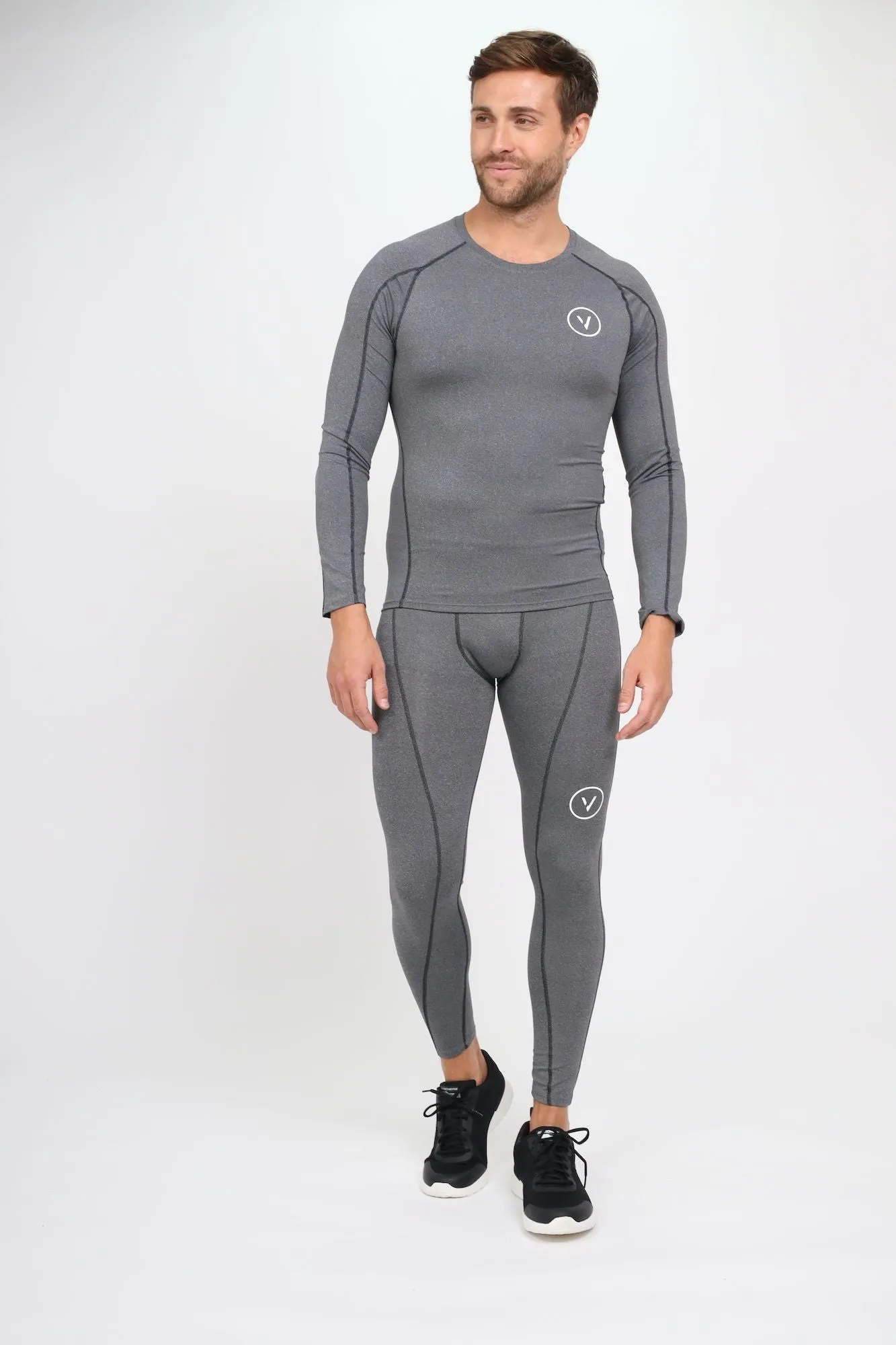 Mens Essential Compression Leggings Silver