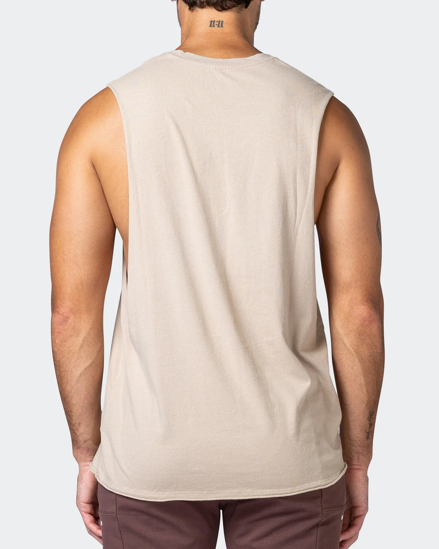 MNation Varsity Drop Arm Vintage Tank - Washed Bone