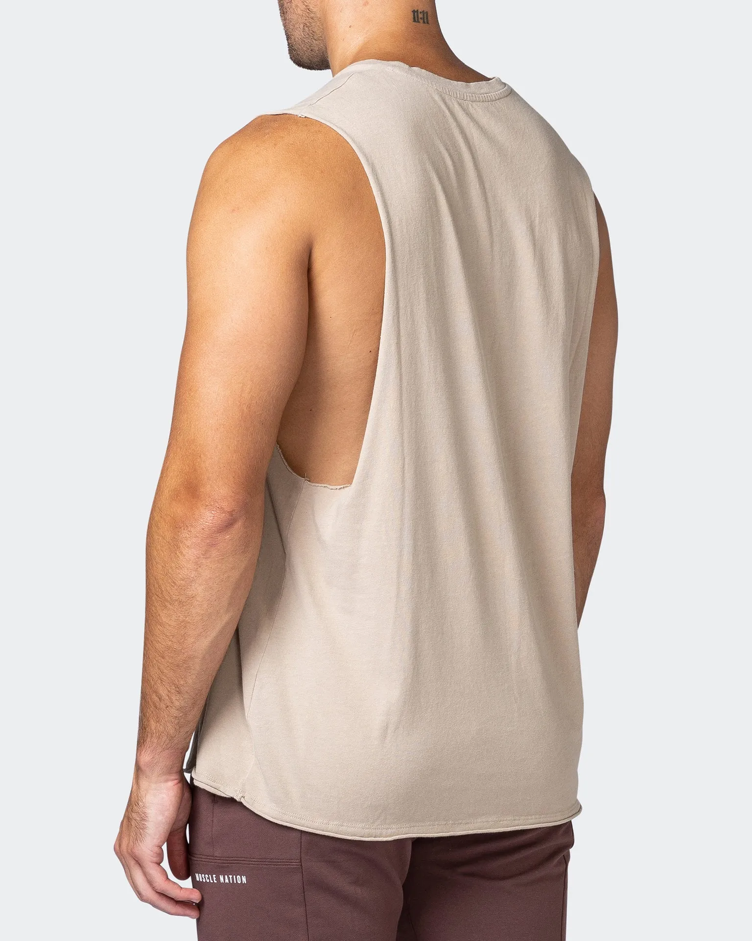 MNation Varsity Drop Arm Vintage Tank - Washed Bone