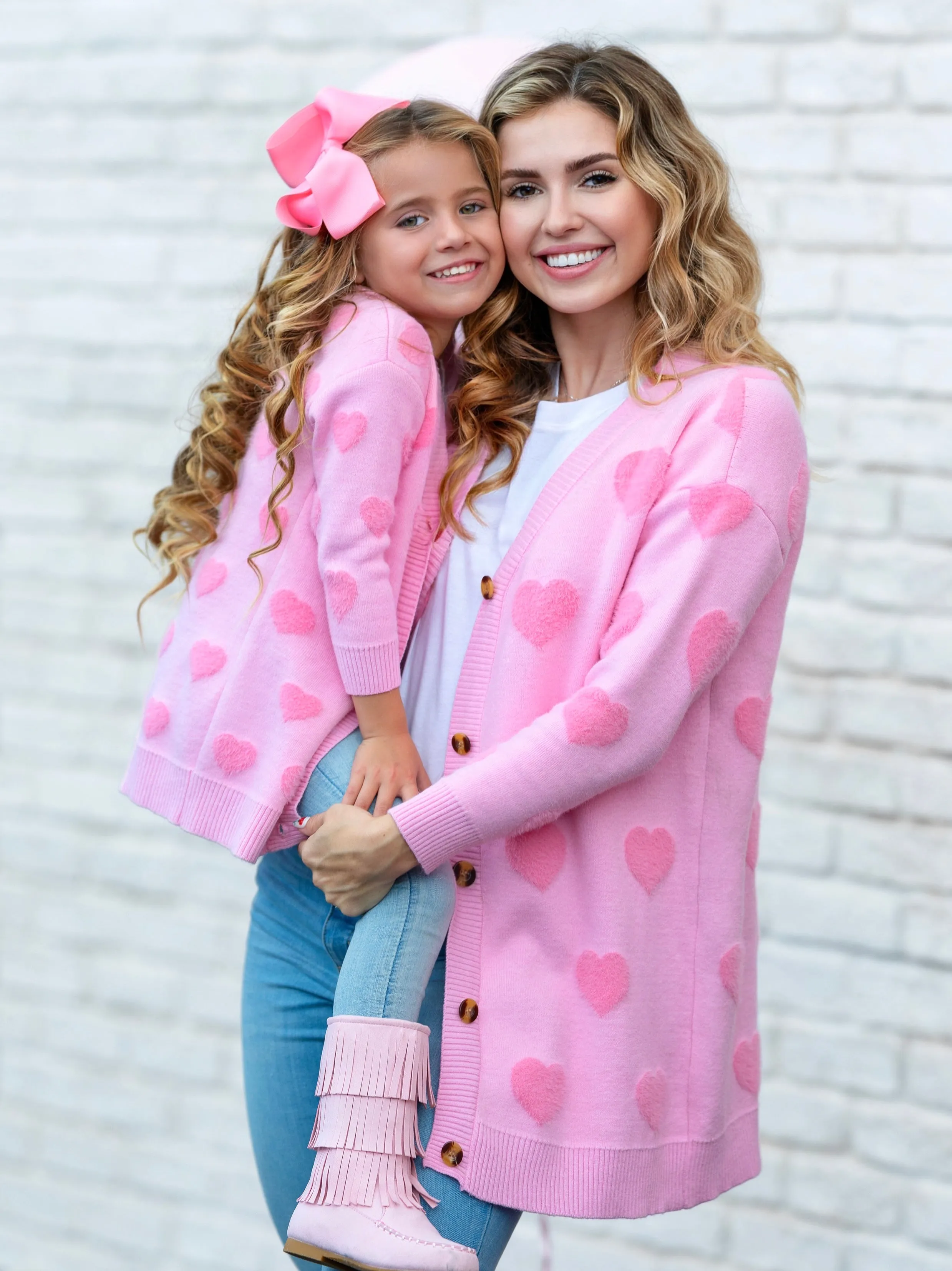 Mommy and Me You Make My Heart Fuzzy Cardigan