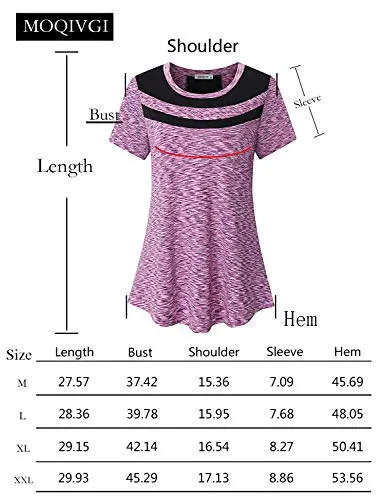 MOQIVGI T Shirts for Women Sports, Short Sleeve Workout Clothes, Juniors Soft Breathable Mesh Patchwork Dry Fit Tops Daily Lounge Vacation Casual Wear Blue Large