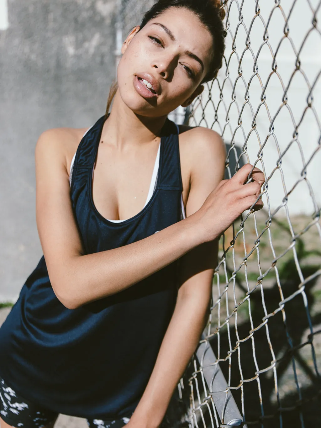 MOVEPRETTY ELASTIC TANK NAVY