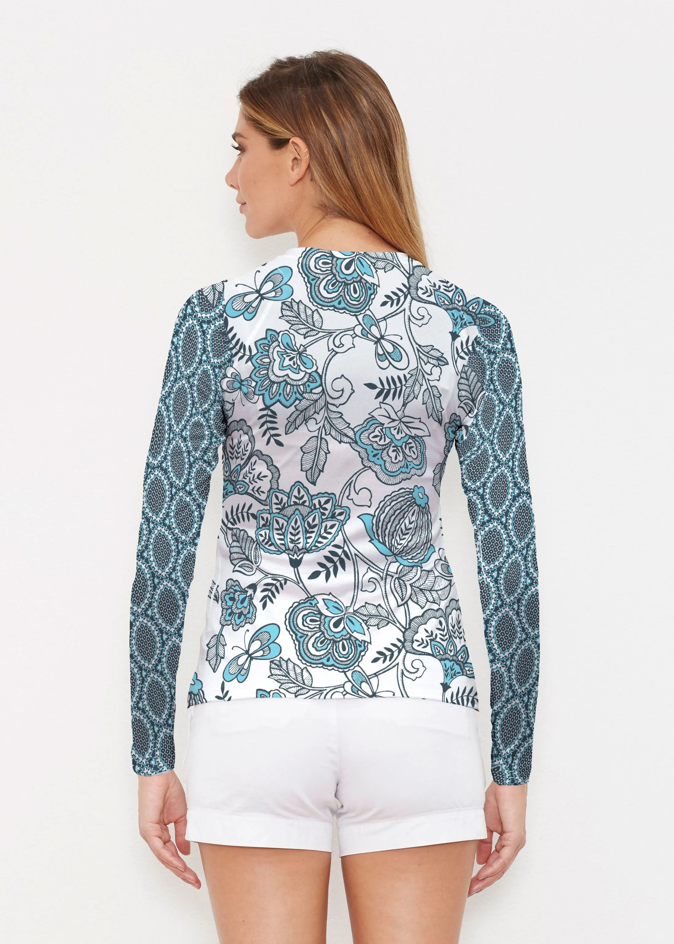 Namaste Floral (13366) ~ Long Sleeve Rash Guard