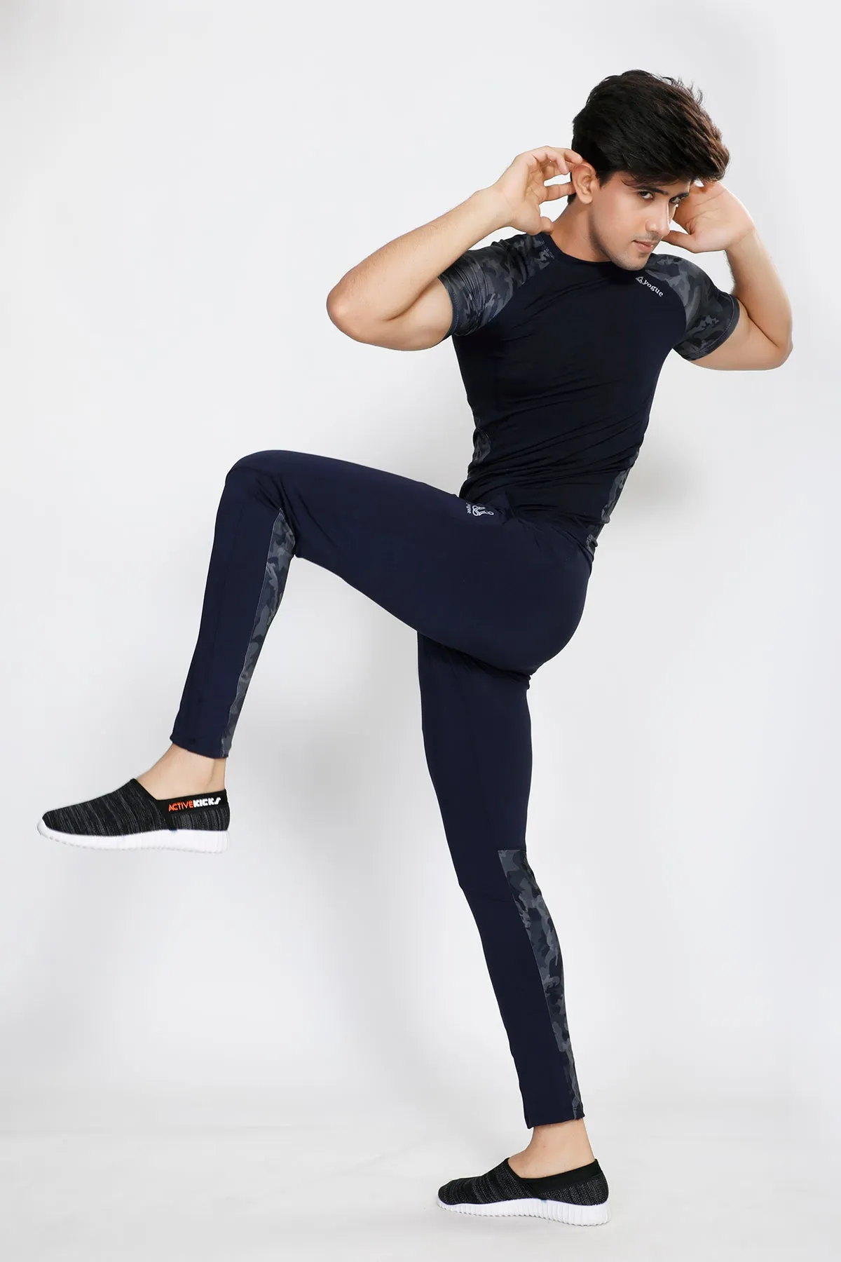Navy Camo Men's Running Tights