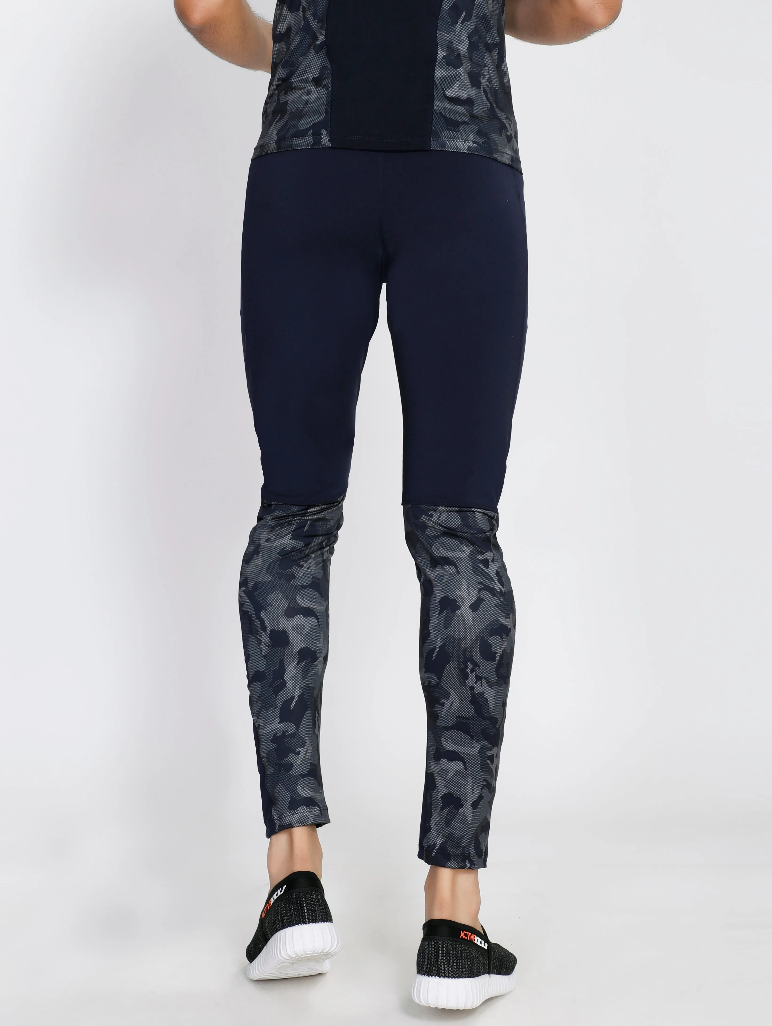 Navy Camo Men's Running Tights
