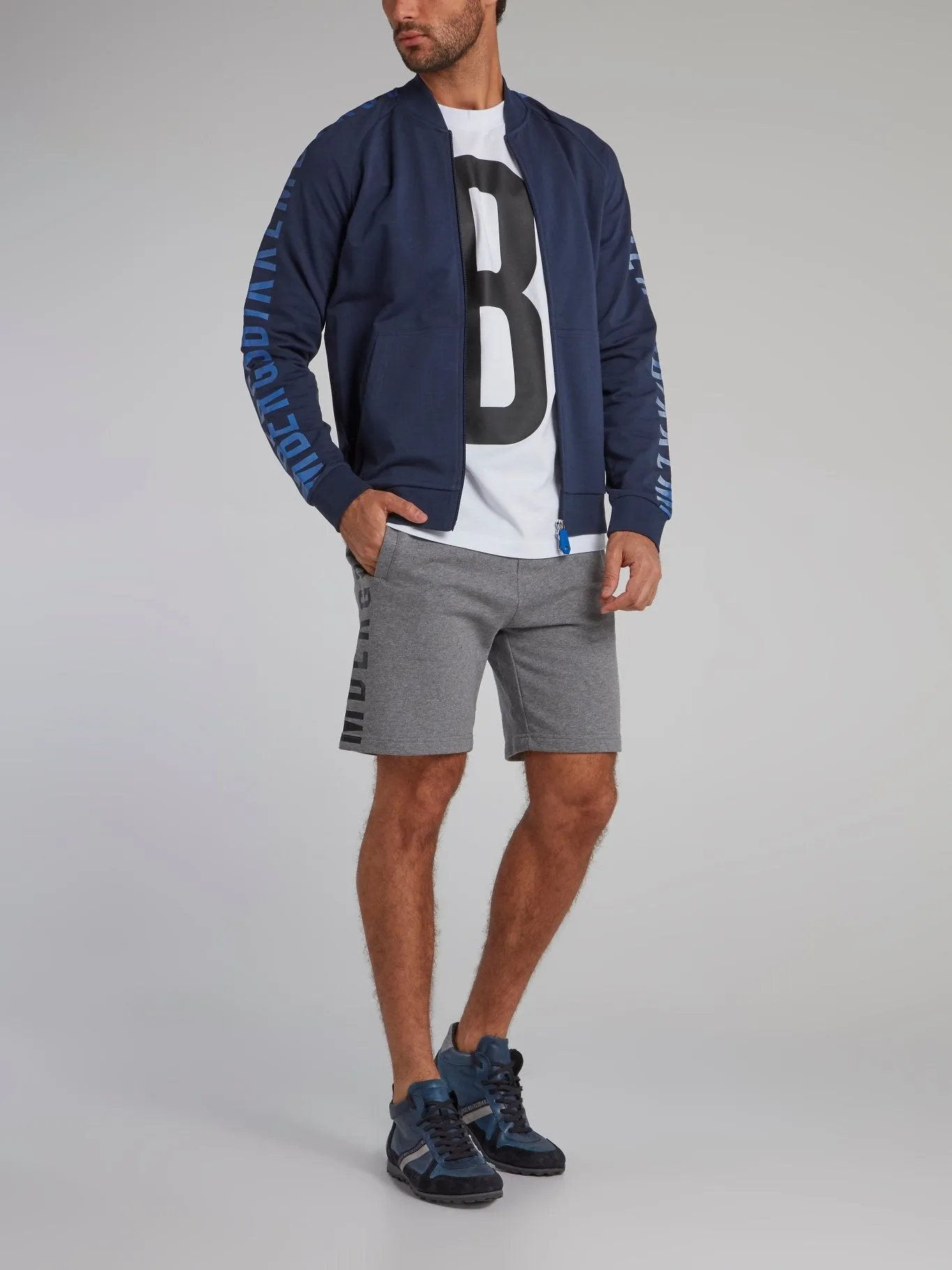 Navy Logo Sleeve Track jacket