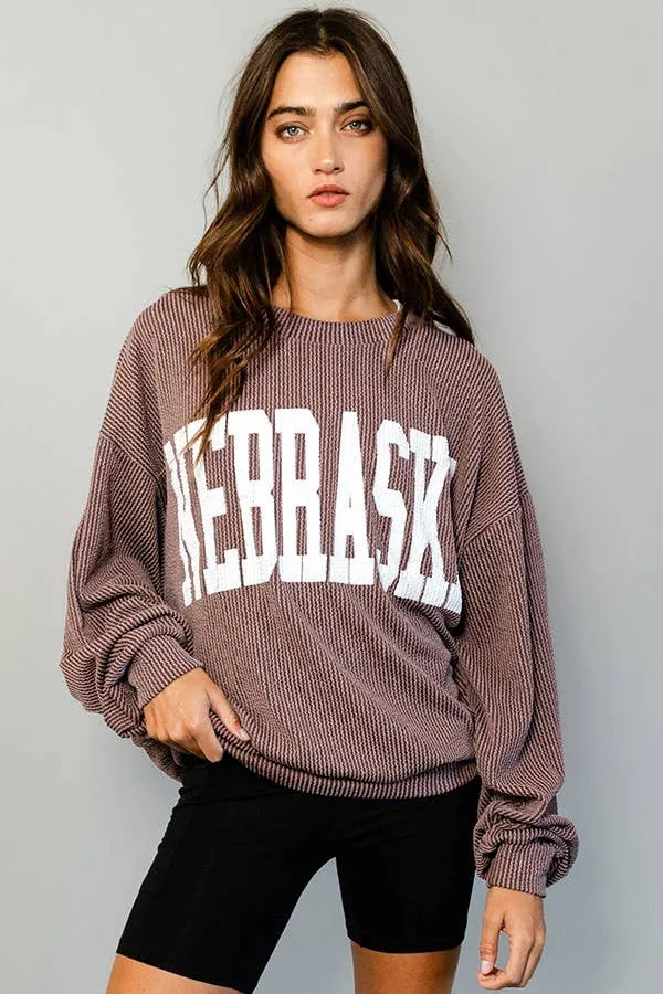 'NEBRASKA' Comfy Oversize Graphic Sweatshirt