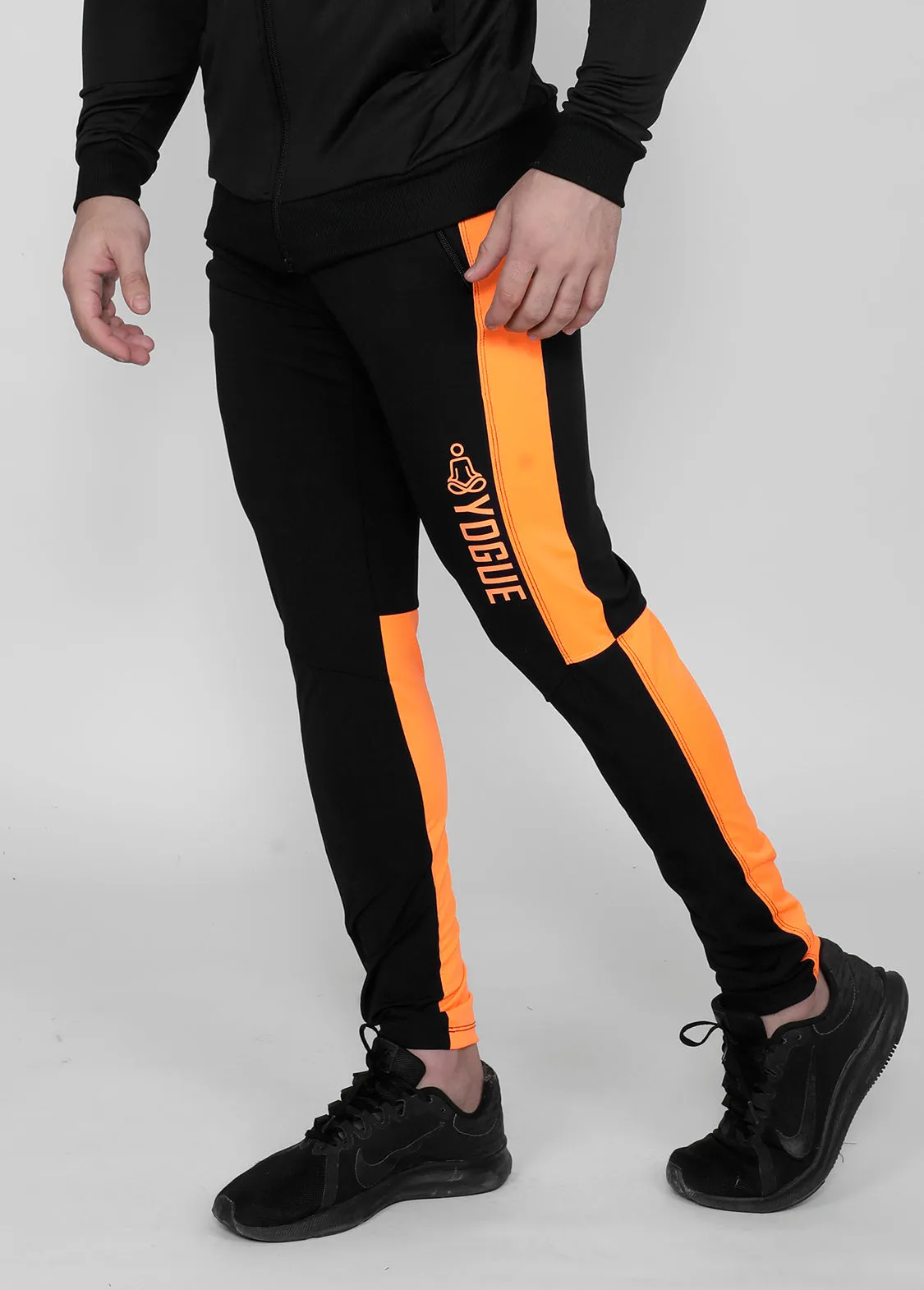 Neon Orange on Black Slim-Fit Trackpants