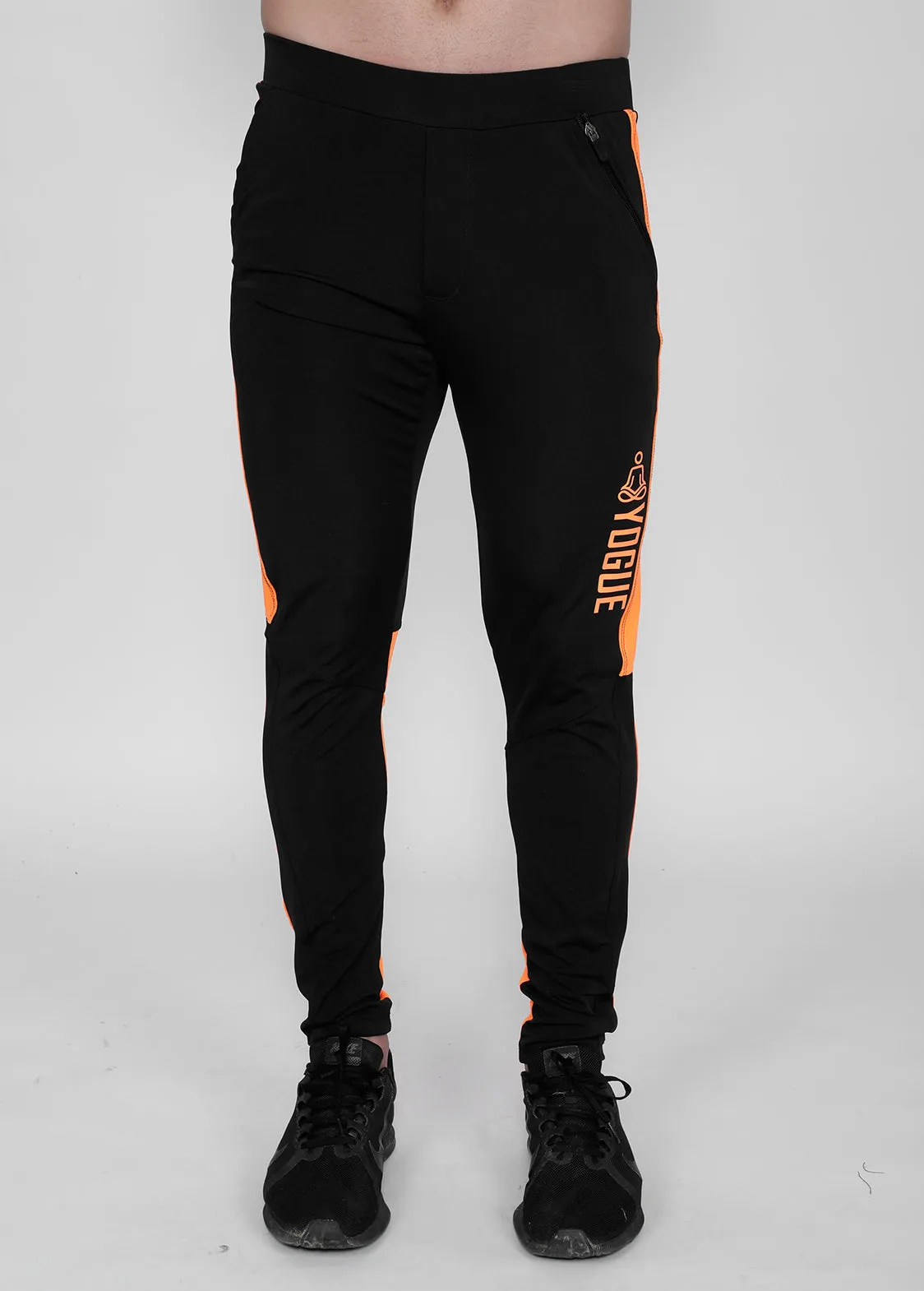 Neon Orange on Black Slim-Fit Trackpants
