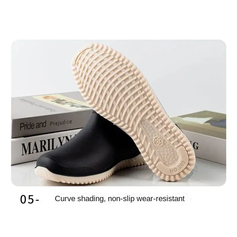 New ，four Seasons Low Fashion Rain Boots Non-slip Wear-resistant Waterproof Rain Shoes Kitchen Work Women's Outside Rubber Shoes