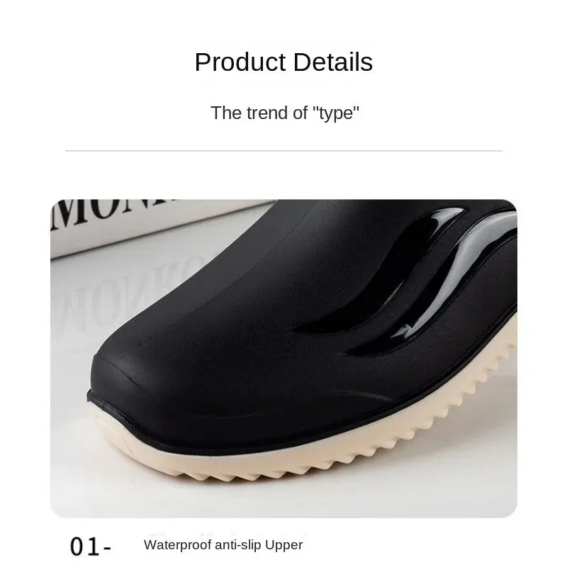 New ，four Seasons Low Fashion Rain Boots Non-slip Wear-resistant Waterproof Rain Shoes Kitchen Work Women's Outside Rubber Shoes