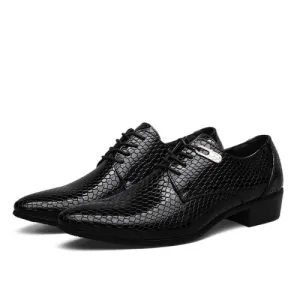 New Imitate Snake Leather Men Oxford Shoes Lace Up Casual Business Men Pointed Shoes Brand Men Wedding Men Dress Boat Shoes