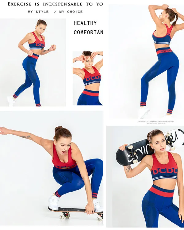 New Letter Print ColorBlock Gym Sets