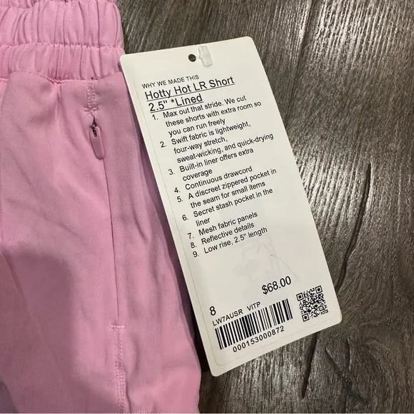 New Lululemon Size 8 Hotty Hot Low Rise LR Lined Shorts 2.5&quot; VITP Vita Pink Run