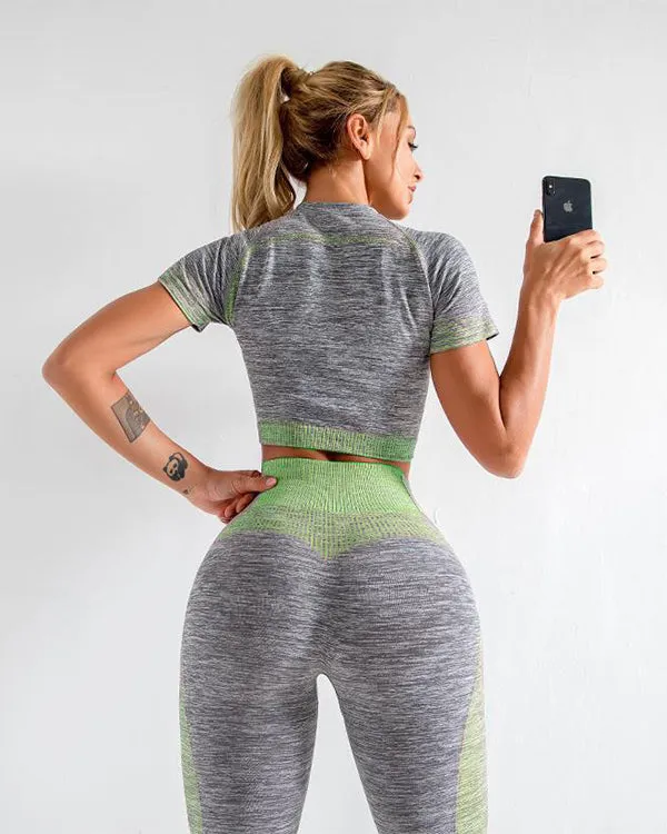 New Seamless ColorBlock Short Sleeves