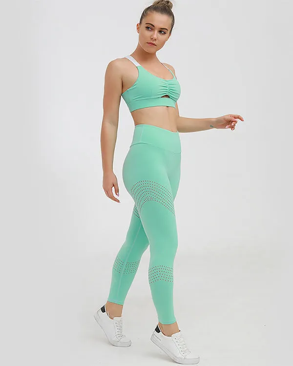 New Seamless Cut Out Sports Bra And High Waisted Leggings Gym Sets
