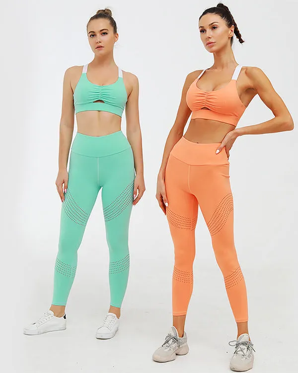 New Seamless Cut Out Sports Bra And High Waisted Leggings Gym Sets