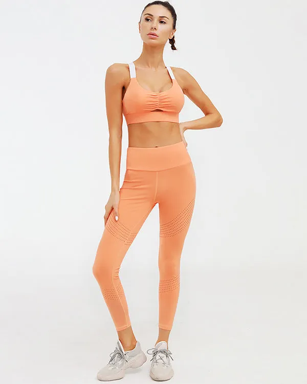 New Seamless Cut Out Sports Bra And High Waisted Leggings Gym Sets