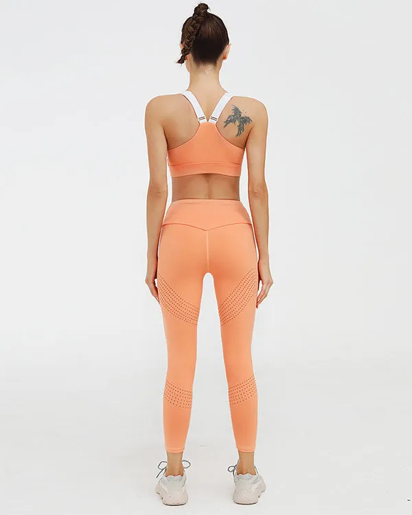 New Seamless Cut Out Sports Bra And High Waisted Leggings Gym Sets