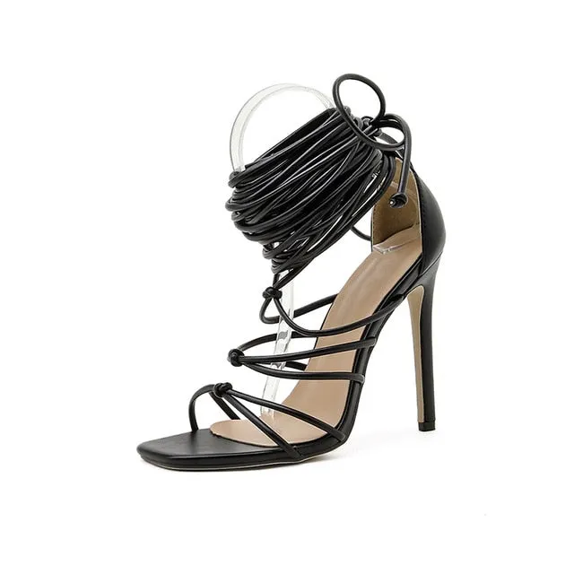New women gladiator knee high sandals open toe