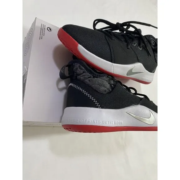 New Youth Size 7Y Black Red Nike PG 3 (GS) Basketball Shoes AQ2462 016