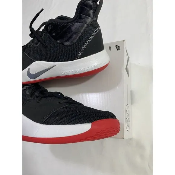 New Youth Size 7Y Black Red Nike PG 3 (GS) Basketball Shoes AQ2462 016
