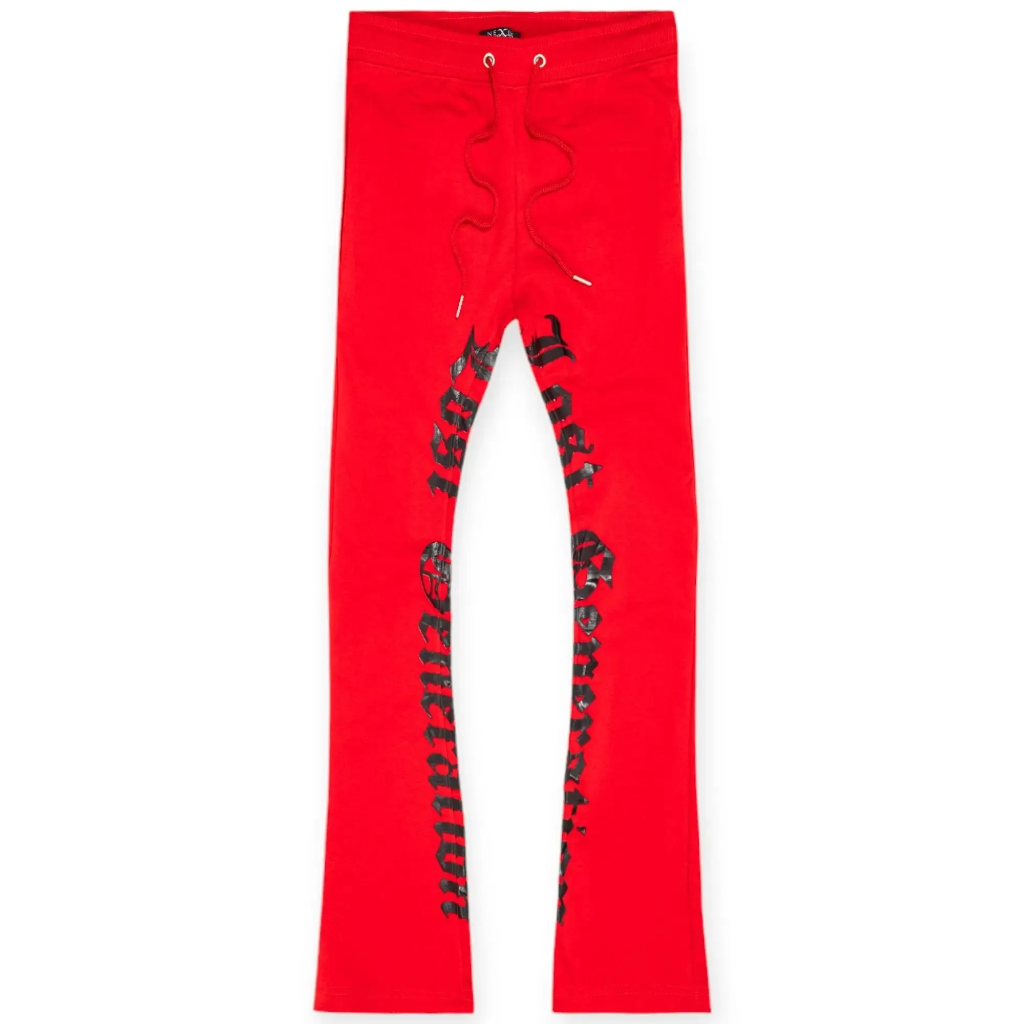 Nexus Clothing Men Lost Generation Stacked Sweatpants (Red Black)