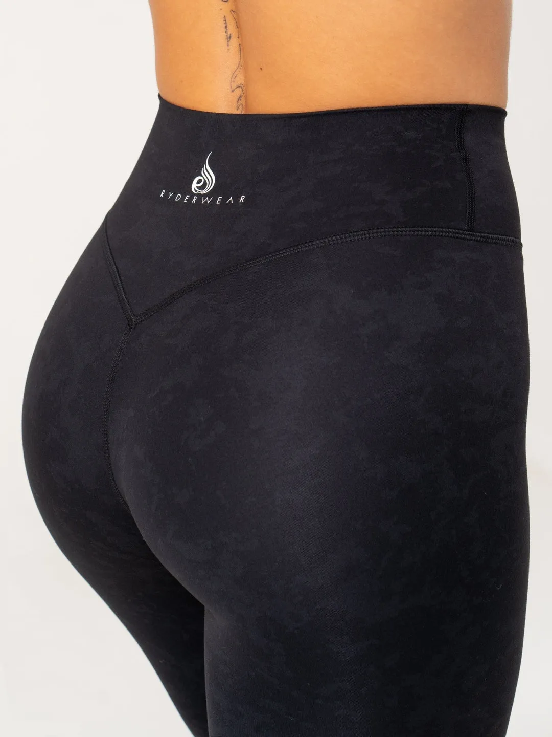 NKD Stonewash High Waisted Leggings | Black Stonewash