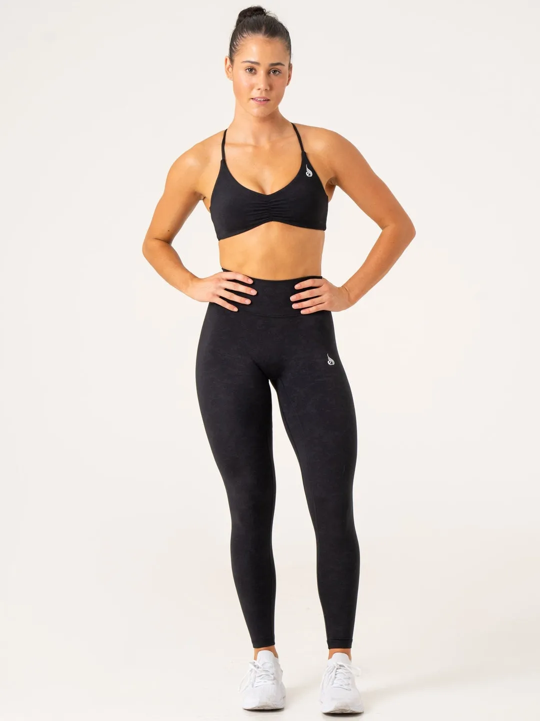 NKD Stonewash High Waisted Leggings | Black Stonewash