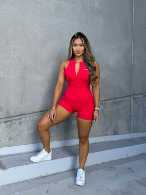 NKED 2.0 Zipped Romper - Red