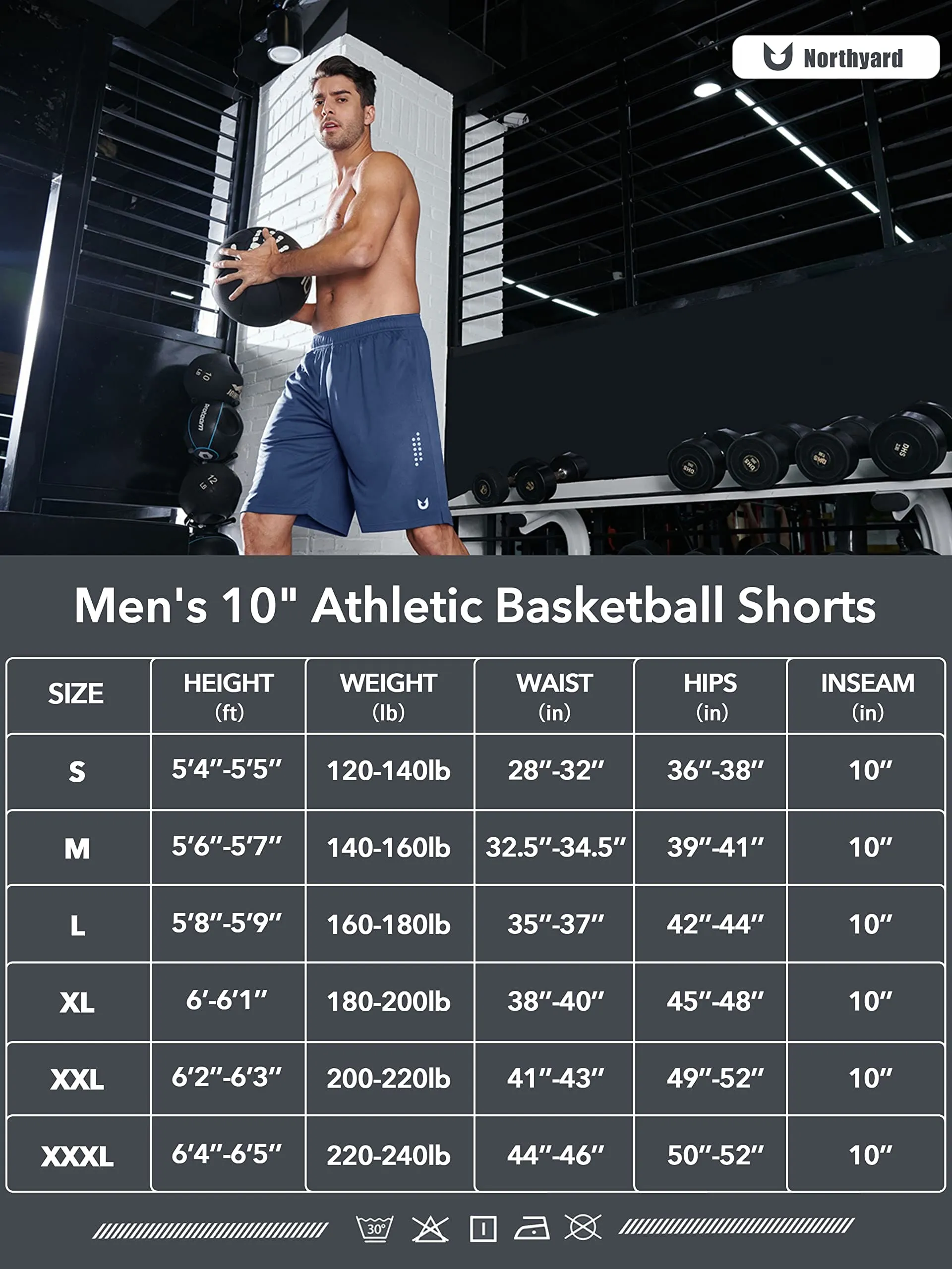 NORTHYARD Men's 10" Athletic Basketball Shorts Workout Gym Quick Dry Shorts Lightweight Mesh Training Shorts for Men Exercise