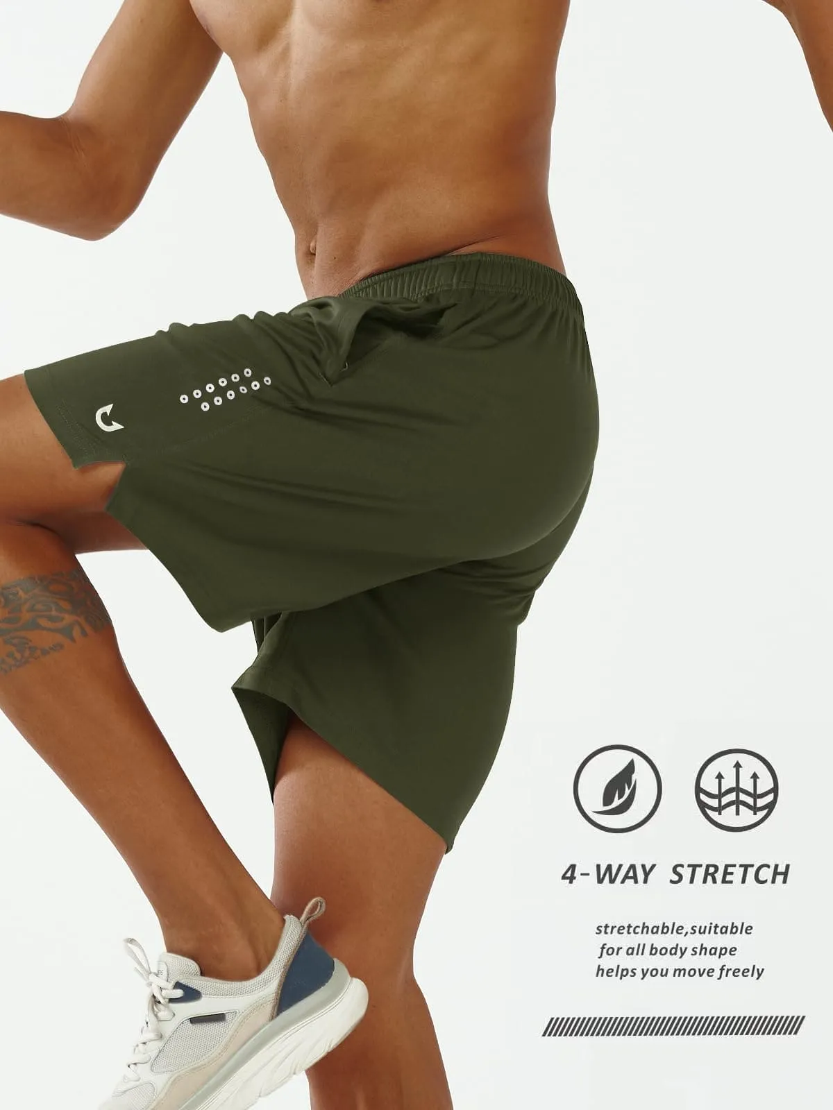 NORTHYARD Men's 7" Athletic Shorts Workout Gym Quick Dry Shorts Lightweight Mesh Hiking Shorts for Men Exercise ArmyGreen